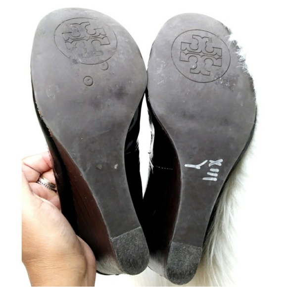 Authentic TORY BURCH Caroline Wedge, black, size 8 - Picture 6 of 9